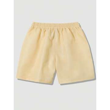 GORGLITTER Men's Letter Graphic Drawstring High Waist Shorts for Summer Activities Khaki Large