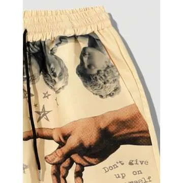 GORGLITTER Men's Letter Graphic Shorts High Waist Workout Shorts