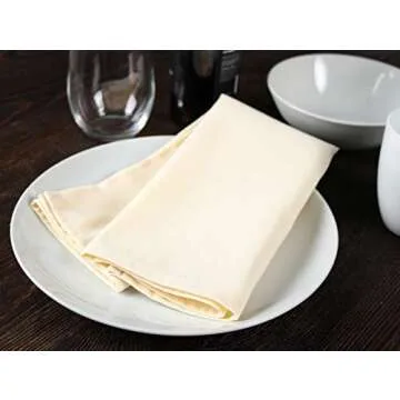 Arkwright Restaurant Cloth Napkins - (Case of 300) Spun Polyester Bulk Dinner Napkin with Hemmed Edges - Ideal for Dinner, Wedding, Party, Banquet, Kitchen, 20 x 20 in, Ivory