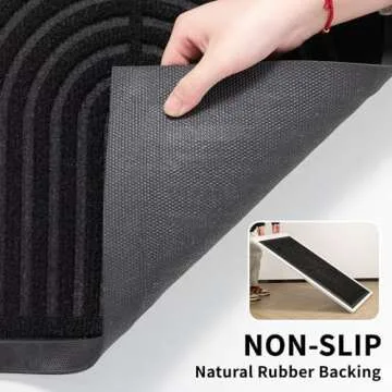 RORA Front Door Mat - Heavy Duty Non Slip Welcome Doormat, 29.5"x17", Black