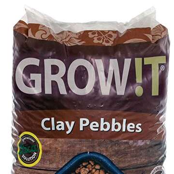 GROW!T GMC40l - 4mm-16mm Clay Pebbles, Brown, (40 Liter Bag) - Made from 100% Natural Clay, Can be used for Drainage, Decoration, Aquaponics, Hydroponics and Other Gardening Essentials