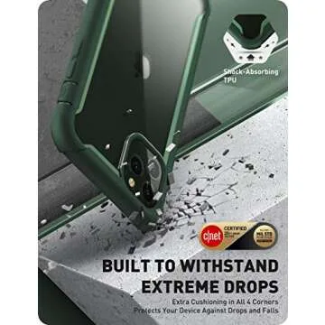 i-Blason Ares Series for iPhone 11 Pro 5.8 Inch (2019 Release), Rugged Clear Bumper Case with Built-in Screen Protector (Green)