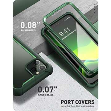 i-Blason Ares Series for iPhone 11 Pro 5.8 Inch (2019 Release), Rugged Clear Bumper Case with Built-in Screen Protector (Green)