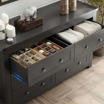 Boonatu Black Dresser with 6 Drawers - Stylish & Functional Storage