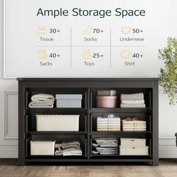 Boonatu Black Dresser with 6 Drawers - Stylish & Functional Storage