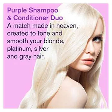 Bold Uniq Purple Toning Shampoo & Conditioner Set - For Blonde, Platinum, Ash, Bleached, Grey, Ash & Silver hair - Eliminates Brassy, Yellow Tones - Vegan, Paraben & Sulphate Free - 8 Fl Oz Each