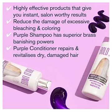Bold Uniq Purple Toning Shampoo & Conditioner Set - For Blonde, Platinum, Ash, Bleached, Grey, Ash & Silver hair - Eliminates Brassy, Yellow Tones - Vegan, Paraben & Sulphate Free - 8 Fl Oz Each