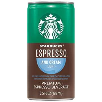 Starbucks Ready to Drink Coffee, Espresso & Cream Light , 6.5oz Cans (12 Pack) (Packaging May Vary)