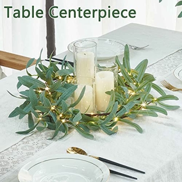 Fudios Olive Garland with Timer & 96 LED Lights for Decor