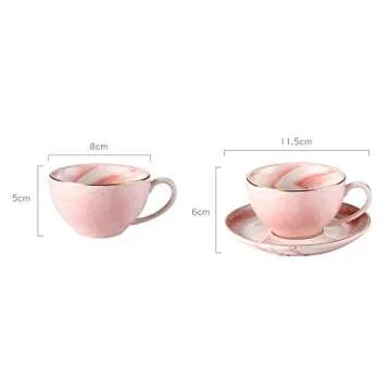 FUYU Elegant Gold Edge Marble Coffee and Tea Cups Set
