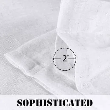 H.VERSAILTEX Curtains 96 Inches Long for Living Room 2 Panels Rod Pocket Semi Sheer Linen Curtains for Bedroom Office Bay Neutral Boho Farmhouse 8 FT, Heathered White