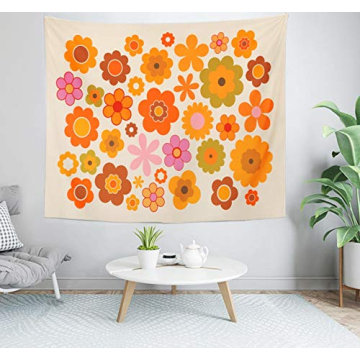 Topyee Vintage Flowers Tapestry Wall Hanging 50x60 Inch