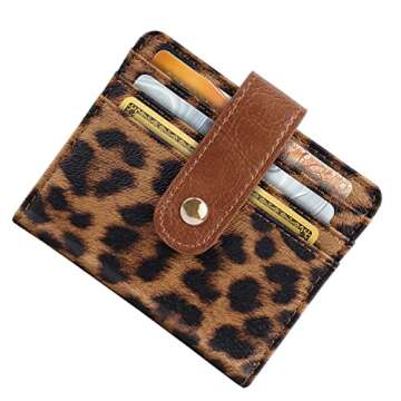 Simikol Small Wallets for Women Slim Minimalist Bifold Credit Card Holder for Pocket or Purse, Leopa...
