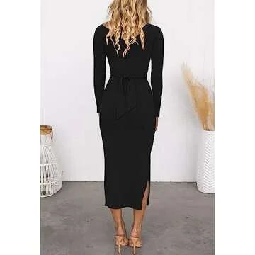Buy Duigluw Twist Front Dress Women Long Sleeve Cutout