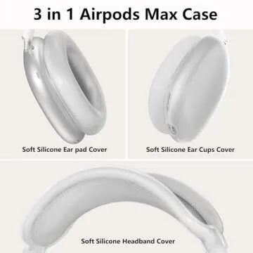 Silicone Case Cover for AirPods Max Headphones, Ear Pad Case Cover/Ear Cups Cover/Headband Cover for AirPods Max (USB-C/Lightning)(2024/2020), Soft Skin Accessories for Apple AirPods Max, Foggy White