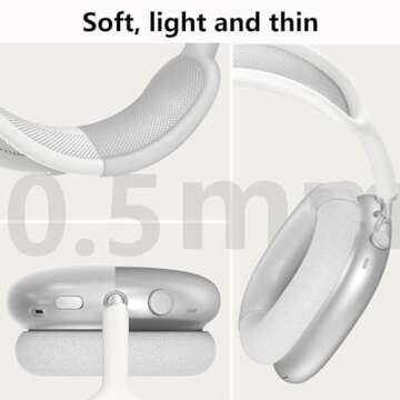 Silicone Case Cover for AirPods Max Headphones, Ear Pad Case Cover/Ear Cups Cover/Headband Cover for AirPods Max (USB-C/Lightning)(2024/2020), Soft Skin Accessories for Apple AirPods Max, Foggy White