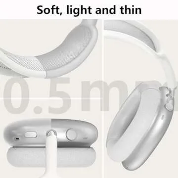 Silicone Case Cover for AirPods Max Headphones, Ear Pad Case Cover/Ear Cups Cover/Headband Cover for AirPods Max (USB-C/Lightning)(2024/2020), Soft Skin Accessories for Apple AirPods Max, Foggy White