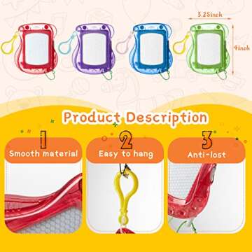 24 Pcs Mini Magnetic Drawing Doodle Boards Keychain Clip Reusable