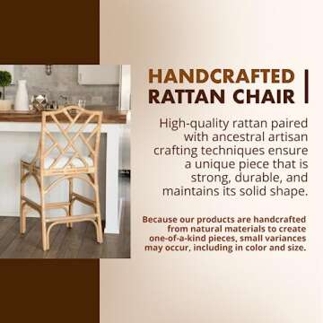 KOUBOO Chippendale Rattan Bar Stool - Handmade Sophistication