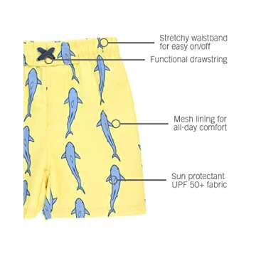 RUGGEDBUTTS Boys' Swim Trunks, Yellow, 6-12 Months