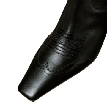 FSJ Women Square Toe Comfort Kitten Low Heel Ankle Boots