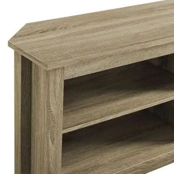Walker Edison Maxwell Classic 2 Shelf Corner TV Stand for TVs up to 65 Inches, 58 Inch, Driftwood