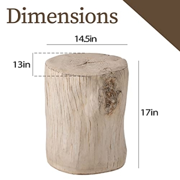 COSIEST Faux Wood Antique Beige Side Tables Outdoors