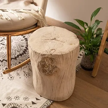 COSIEST Faux Wood Antique Beige Side Tables Outdoors