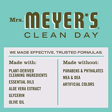 MRS. MEYER'S CLEAN DAY Hand Soap Refill, Made with Essential Oils, Biodegradable Formula, Basil, 33 fl. oz