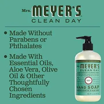 MRS. MEYER'S CLEAN DAY Hand Soap Refill, Made with Essential Oils, Biodegradable Formula, Basil, 33 fl. oz