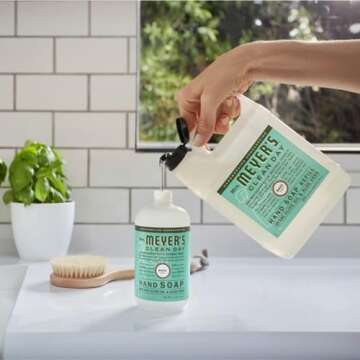 MRS. MEYER'S CLEAN DAY Hand Soap Refill, Made with Essential Oils, Biodegradable Formula, Basil, 33 fl. oz