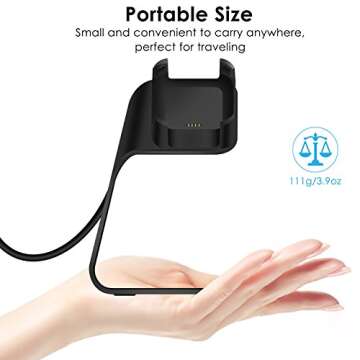 CAVN Charger Dock Compatible with Fitbit Versa/Versa Lite (Not for Versa 2), Premium Aluminum Charging Cable Cord Station Cradle Base Attached 4.2ft USB Stand Cable Smartwatch Accessories (Black)