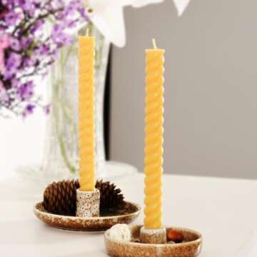 DEYBBY Natural Beeswax Candles Set for Home Decor