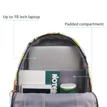 Mickey Minnie Comic Style Canvas Casual Daypack with 15 in Laptop Storage Compartment