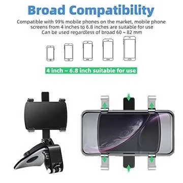 FONKEN Car Phone Mount, 360 Degree Rotation Dashboard Clip Mount, Compatible with iPhone 11/12 Pro Max XS Max XR 8 8Plus 7 Samsung Galaxy S10 S9 S8 LG and More