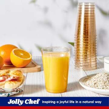 JOLLY CHEF Gold Plastic Cups - 100 Pack for Special Events