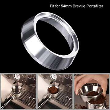 54mm Espresso Dosing Funnel, MATOW Stainless Steel Coffee Dosing Ring Compatible with Breville 54mm Portafilter