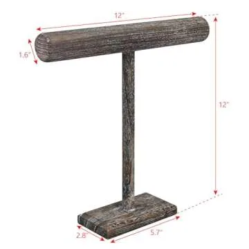 Ikee Design Wooden Jewelry Display Stand - Elegant Necklace and Bracelet Holder with Antique Charm -...