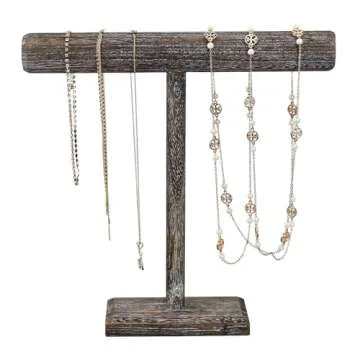 Ikee Design Wooden Jewelry Display Stand - Elegant Necklace and Bracelet Holder with Antique Charm - Perfect for Showcasing and Organizing Your Jewelry Collection,Coffee Color