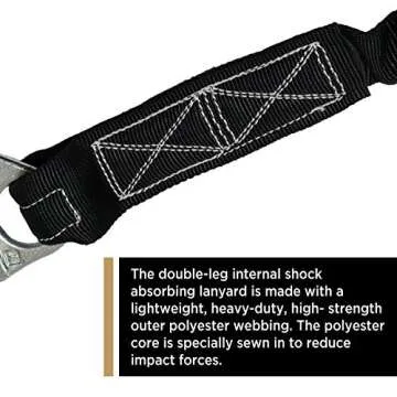 AFP 6FT Double Leg Internal Shock Absorbing Safety Fall Protection Lanyard with Dual Aluminum Pelican Rebar & Steel Snap Hook |Heavy-Duty Webbing | OSHA & ANSI Rated (Aluminum)