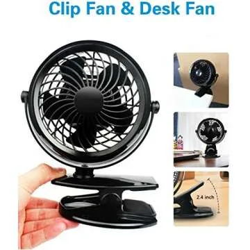 Gazeled Battery Operated Fans, Stroller Fan Battery Operated, Portable Battery Powered Fan with Clip...