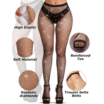 Buauty 3 Pcs Black Fishnet Stockings Plus Size for Women