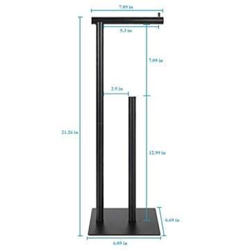 Toilet Paper Holder Stand Toilet Paper Roll Holder Stand Freestanding Black Toilet Paper Holder for ...