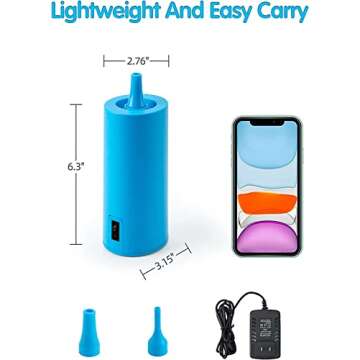 Birodeko electric Air pump - Portable Inflator, air Blower for All Party balloons, Great for Long Animal Twisty Curly balloon, Foil balloons (Sky Blue)