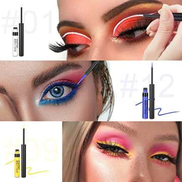 Vibrant 12 Color Liquid Eyeliner Set for Lasting Makeup