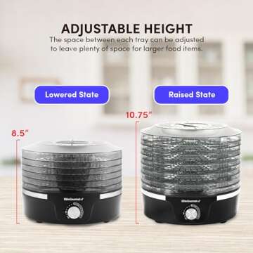 Elite Gourmet EFD319 Food Dehydrator, 5 BPA-Free 11.4" Trays Adjustable Temperature Controls, Jerky,...