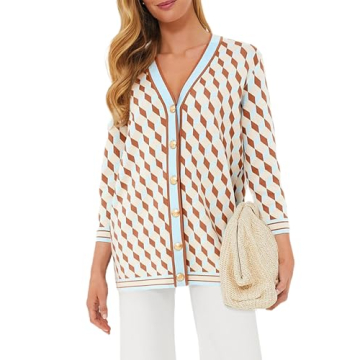 Kedera Open Front Cardigan Sweater for Women Trendy Lightweight Casual 3/4 Sleeve Plaid Sweater Chec...