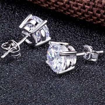 Mens Earrings Diamond Stud Earrings Women Men Earrings Stud Earrings Silver Cubic Zirconia Stud Earr...