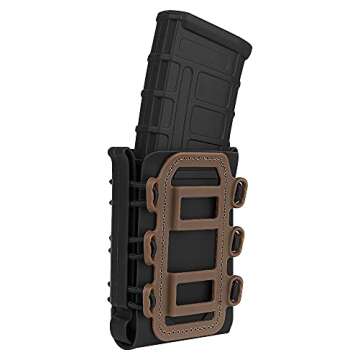 KRYDEX Magazine Pouch 5.56 with Belt Clip 7.62mm Open Top Mag Pouch (BK+DE)