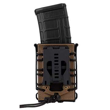 KRYDEX Magazine Pouch 5.56 with Belt Clip 7.62mm Open Top Mag Pouch (BK+DE)